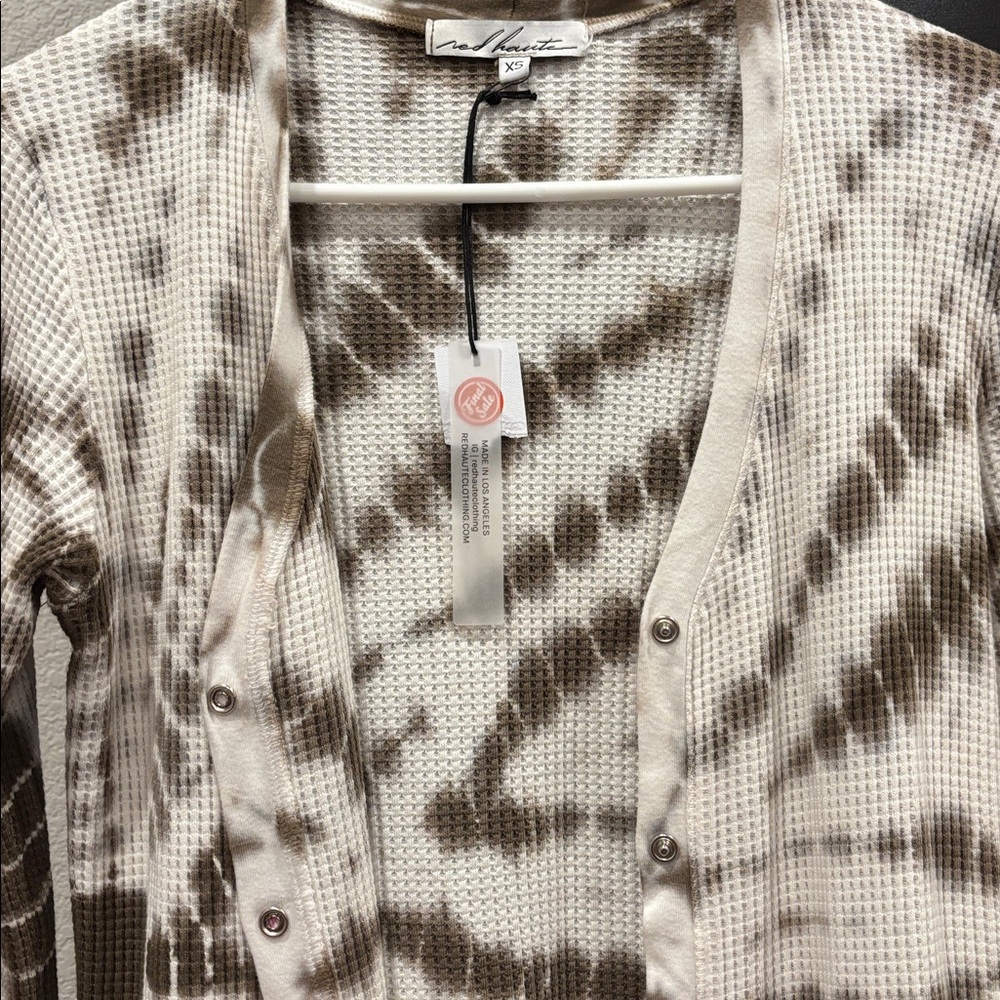 Red Haute Beige Waffle Knit Top